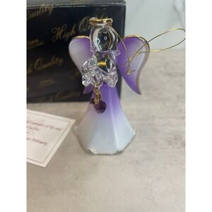 Hand Sculpted, Hand Painted Glass Birth Heart Creation Feb Amethyst